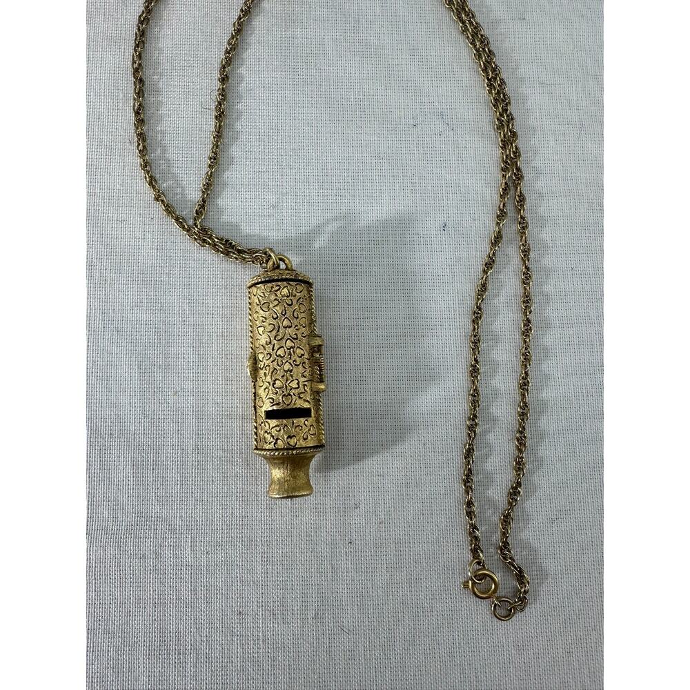 Vintage Max Factor Whistle Heart Design Necklace Solid Perfume Pendant Collector - Picture 4 of 7